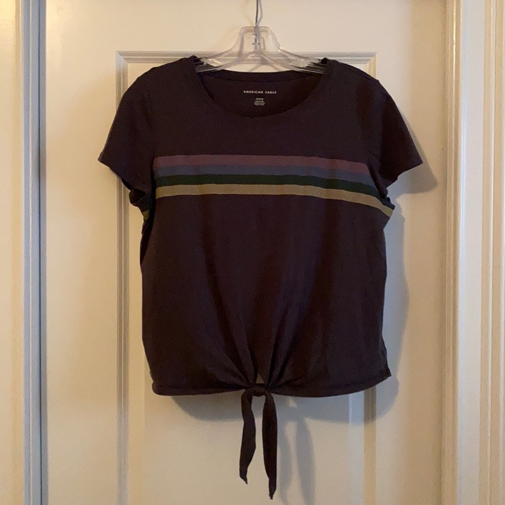 American eagle tshirt with tie in middle
